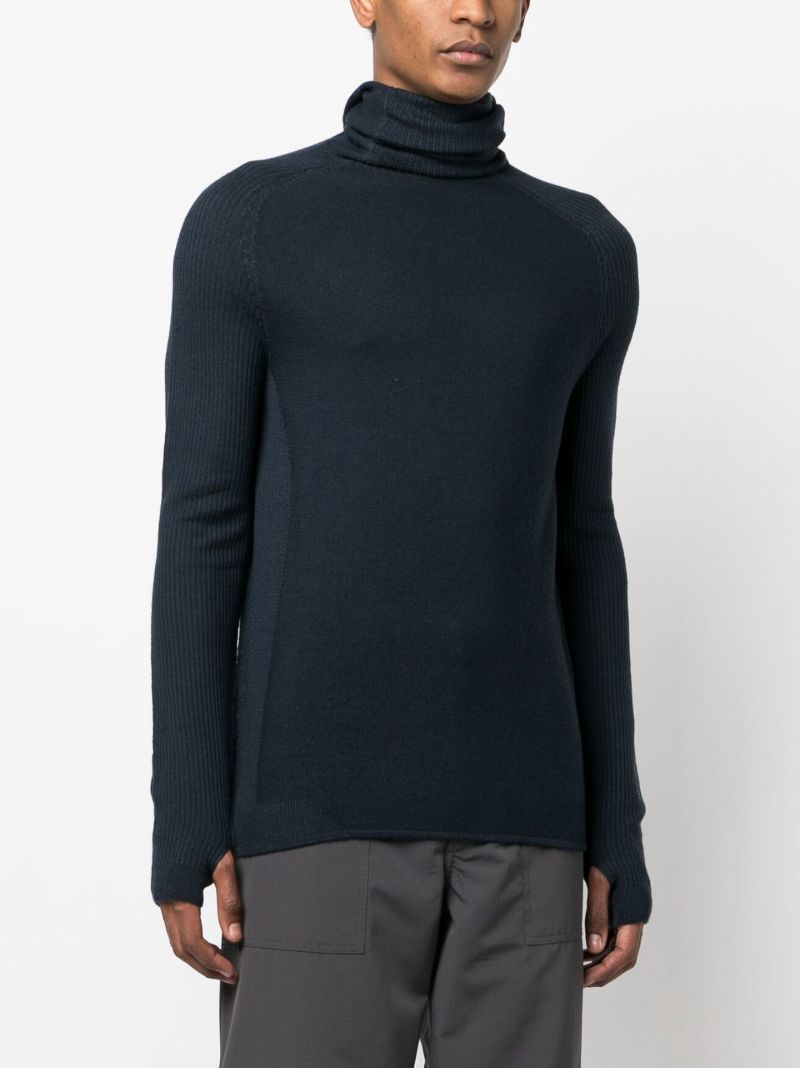 Blue Hooded Merino Wool Sweater