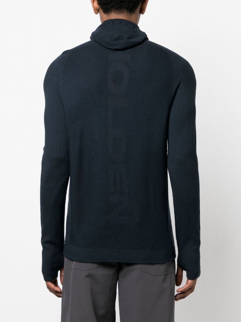 Blue Hooded Merino Wool Sweater