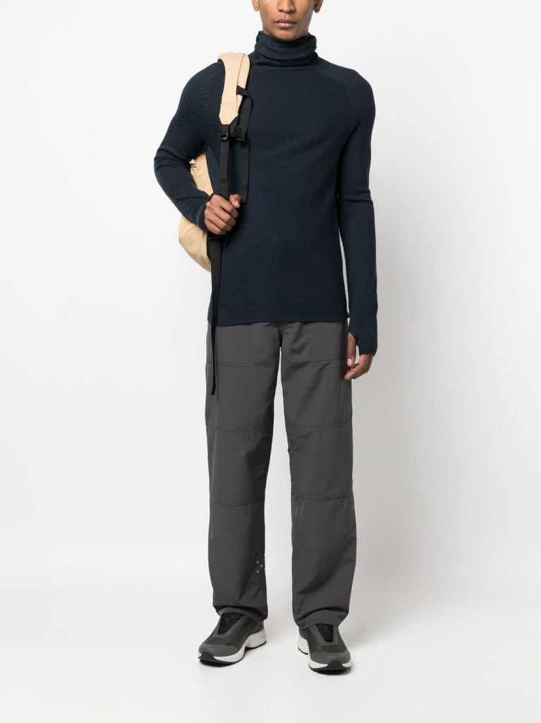 Blue Hooded Merino Wool Sweater