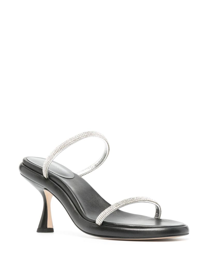 Black June 90 Crystal Embellished Leather Sandals