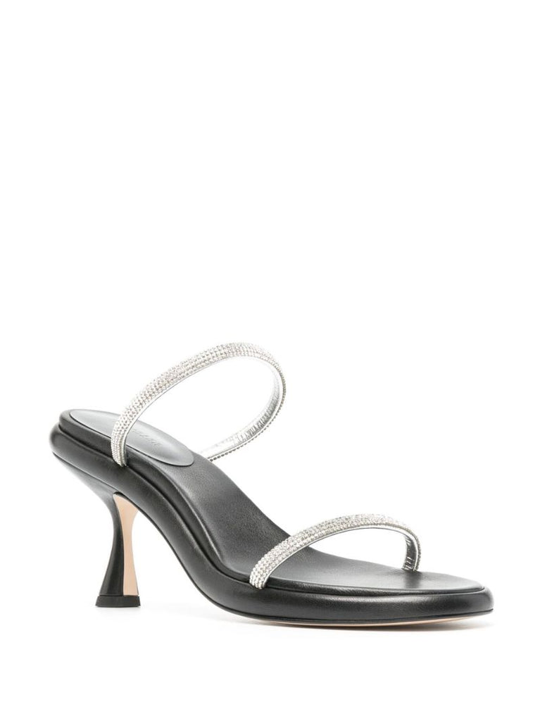 Black June 90 Crystal Embellished Leather Sandals