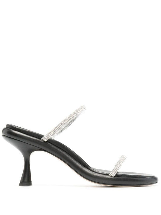 Black June 90 Crystal Embellished Leather Sandals