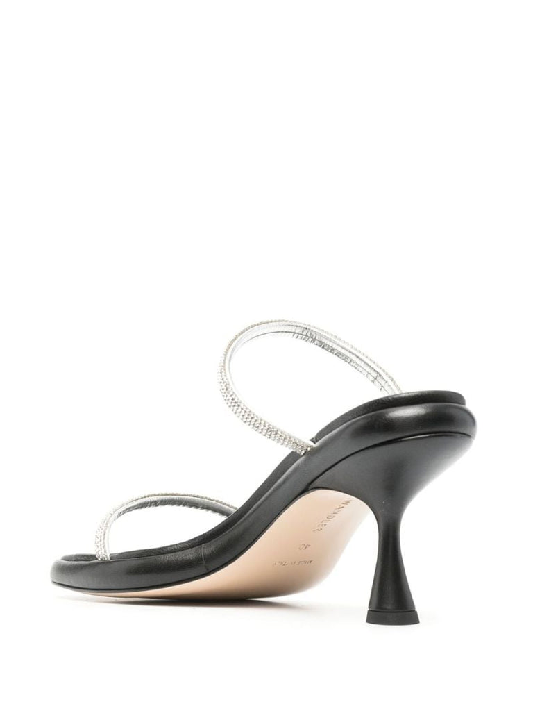 Black June 90 Crystal Embellished Leather Sandals