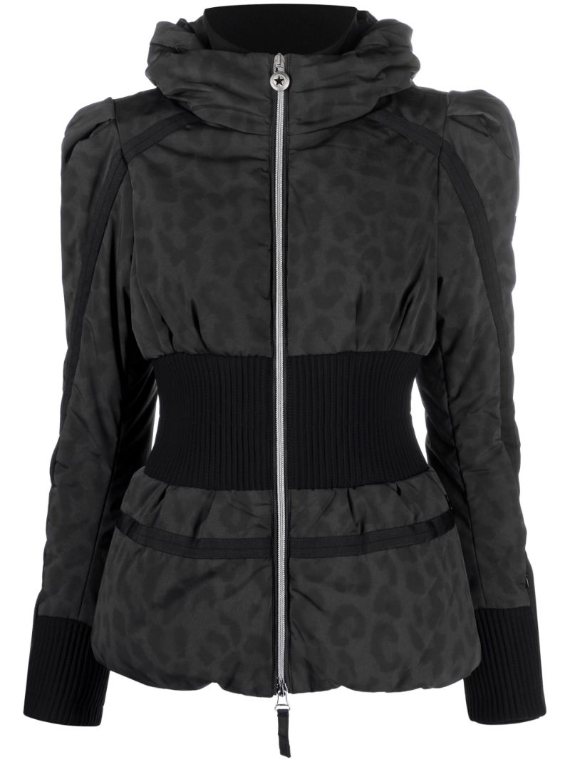 Black Raffaella Leopard Print Ski Jacket