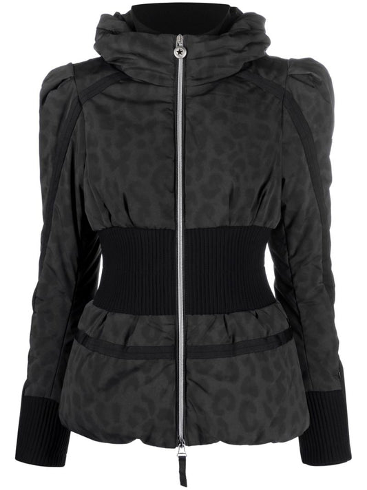 Black Raffaella Leopard Print Ski Jacket