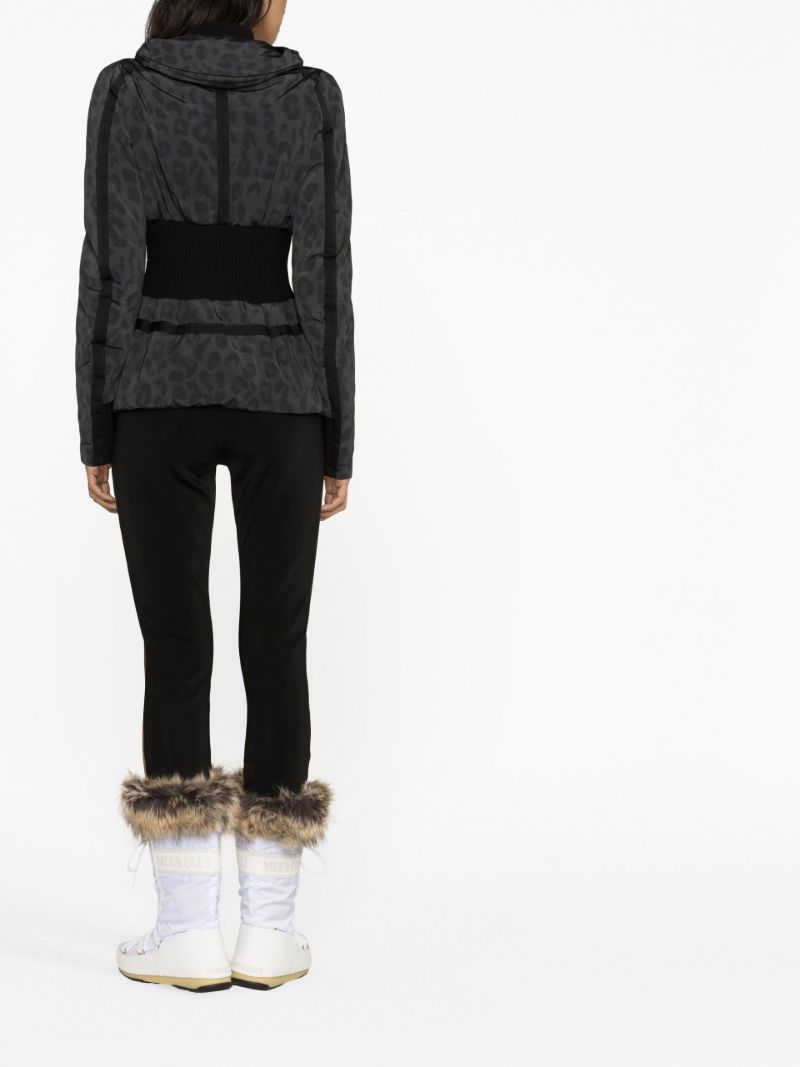 Black Raffaella Leopard Print Ski Jacket
