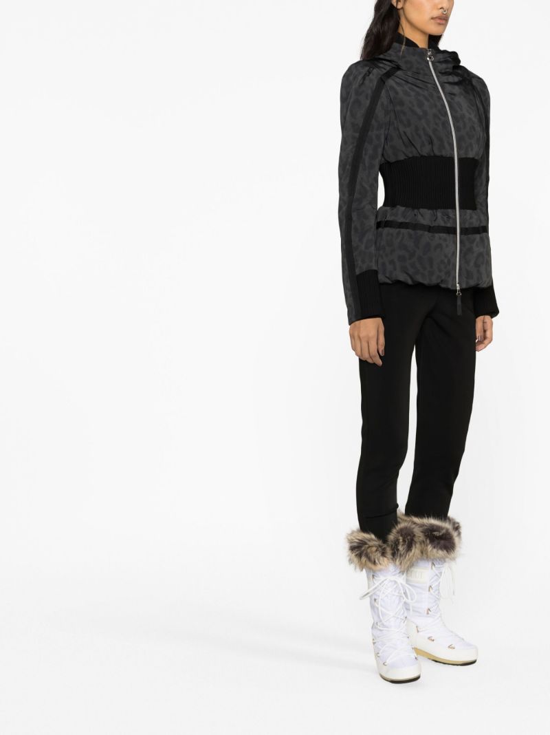 Black Raffaella Leopard Print Ski Jacket