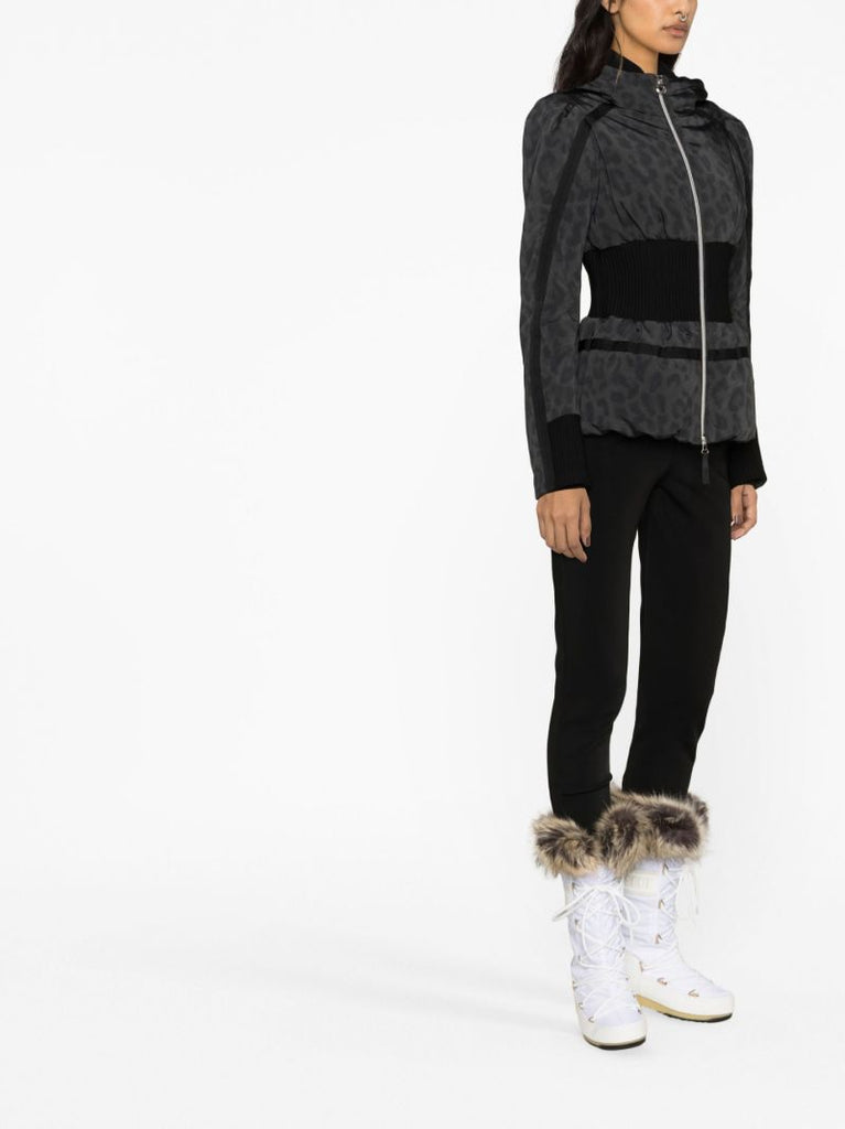 Black Raffaella Leopard Print Ski Jacket
