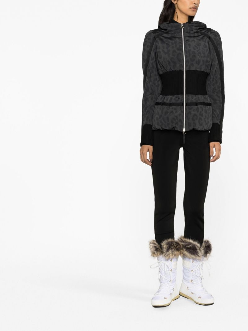 Black Raffaella Leopard Print Ski Jacket