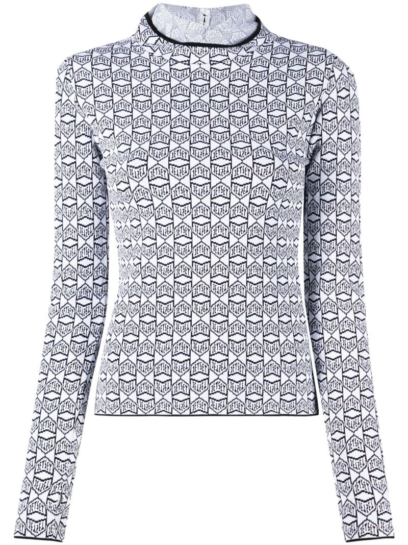 White Logo Knitted Ski Hoodie