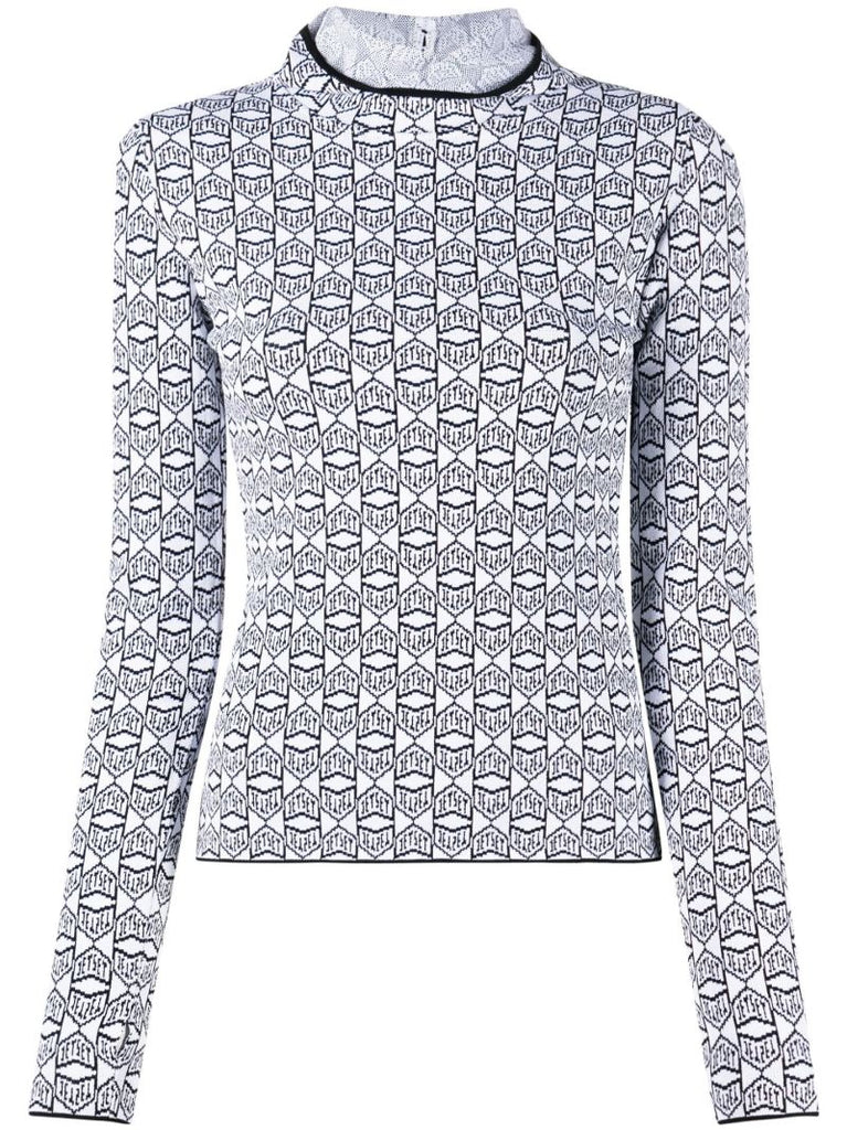 White Logo Knitted Ski Hoodie