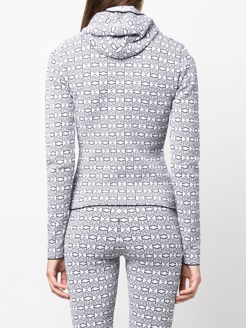 White Logo Knitted Ski Hoodie