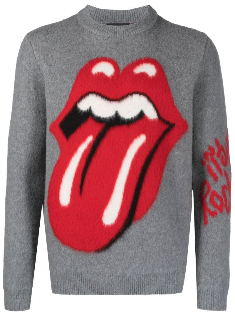 X the Rolling Stones Grey Tongue & Lips Sweater