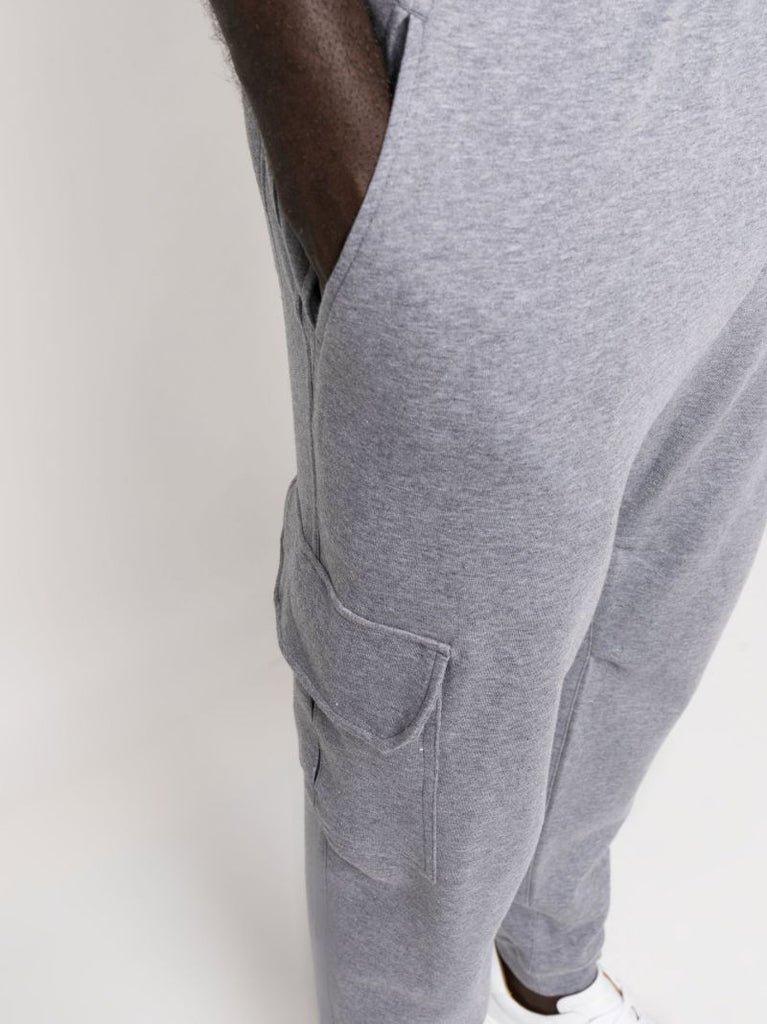 Grey Drawstring Cargo Track Pants