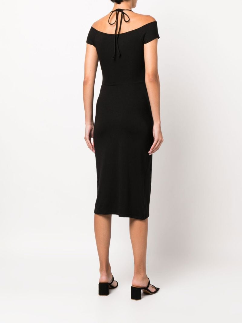 Black Kirah Halterneck Off-the-shoulder Midi Dress