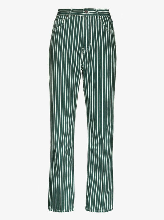 Green Cynthia Striped Straight Leg Jeans