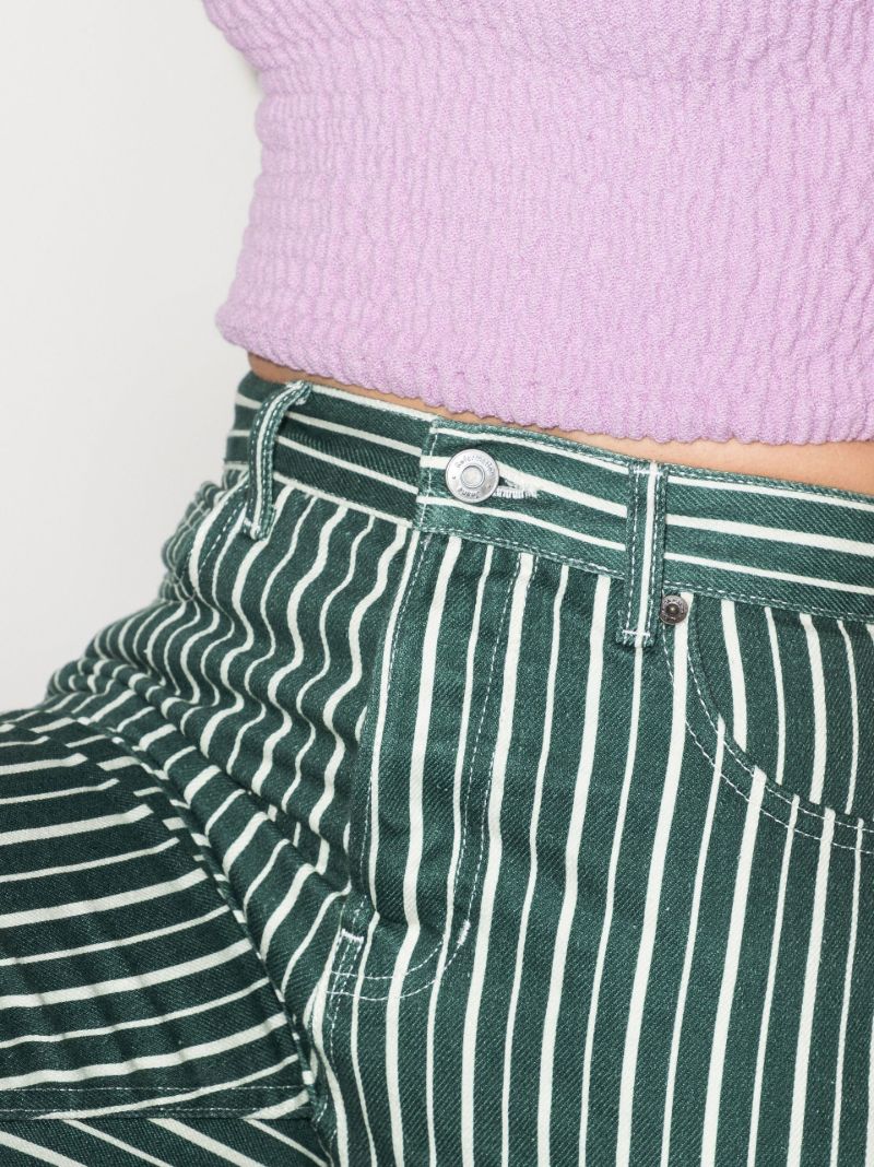 Green Cynthia Striped Straight Leg Jeans