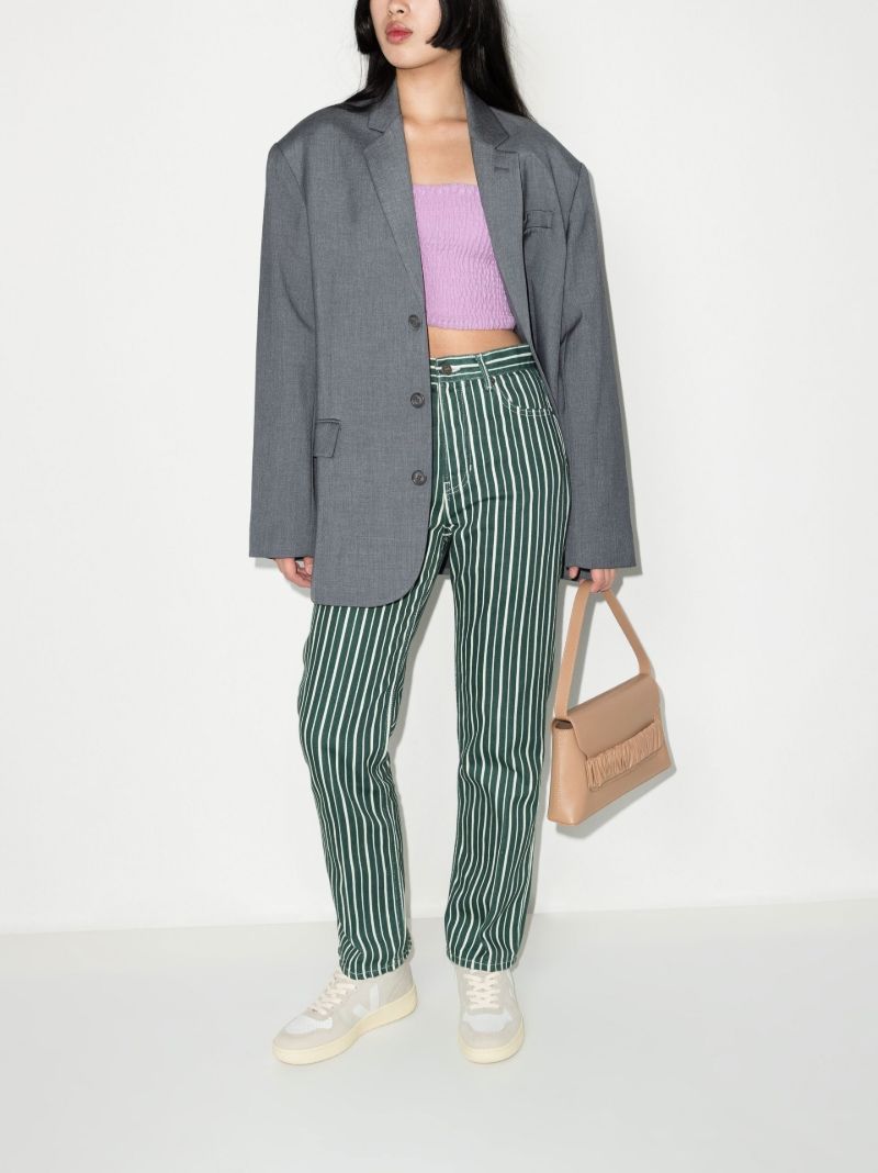 Green Cynthia Striped Straight Leg Jeans