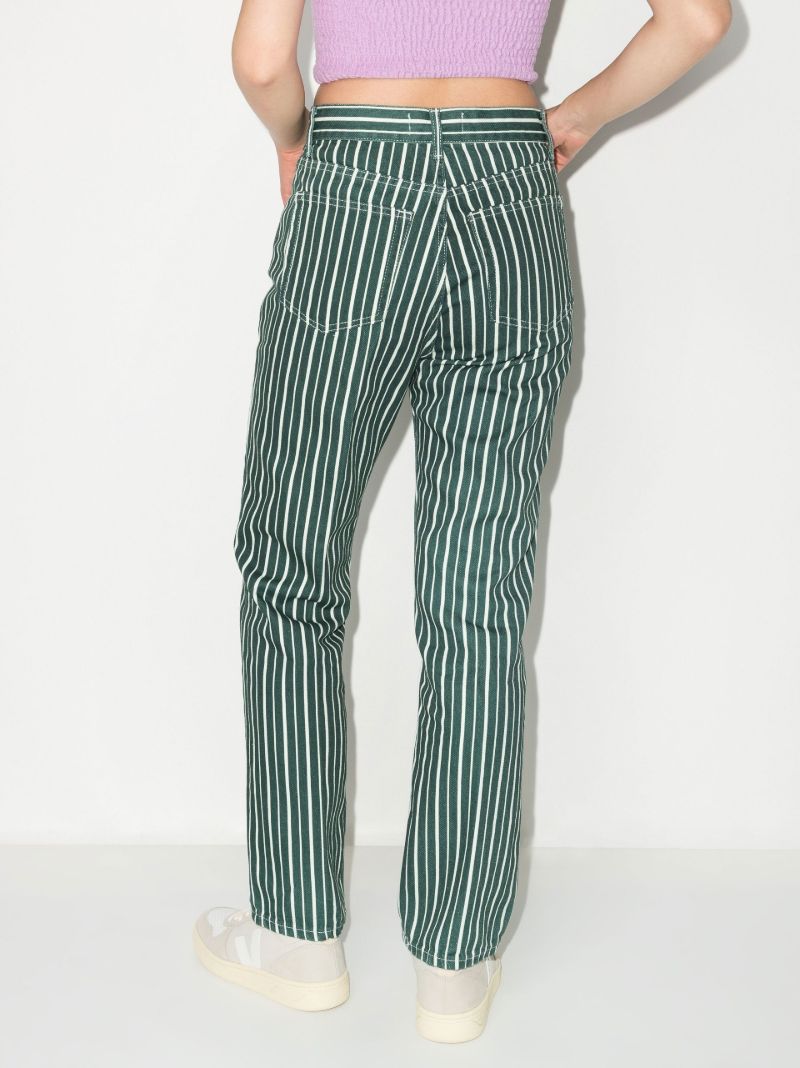 Green Cynthia Striped Straight Leg Jeans