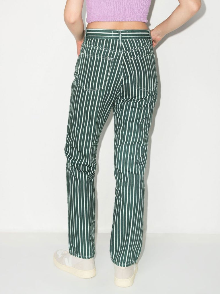 Green Cynthia Striped Straight Leg Jeans