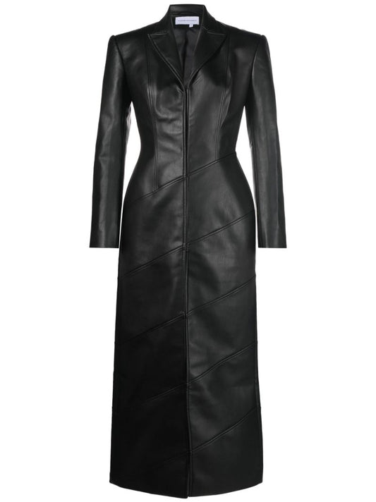 Black Faux Leather Coat