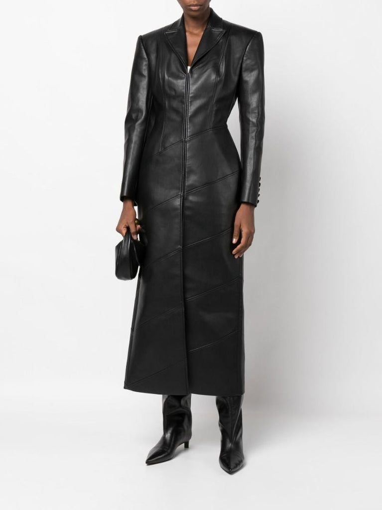 Black Faux Leather Coat