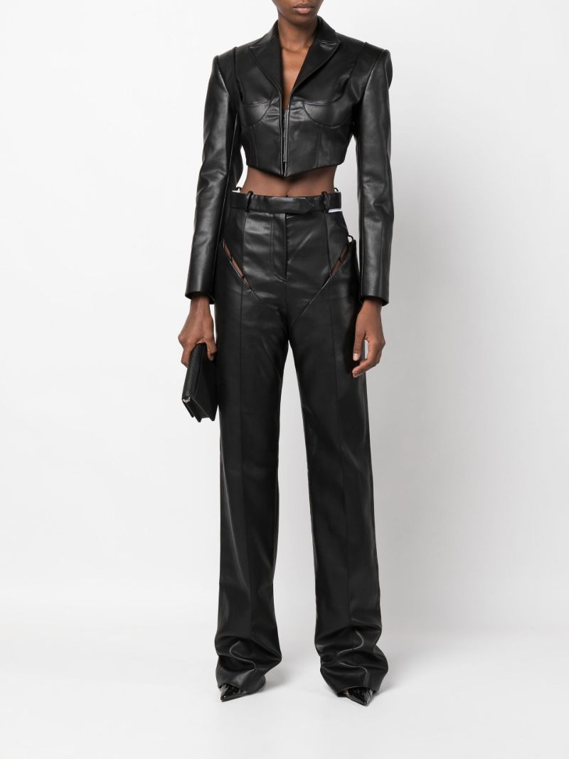 Black Cutout Faux Leather Trousers