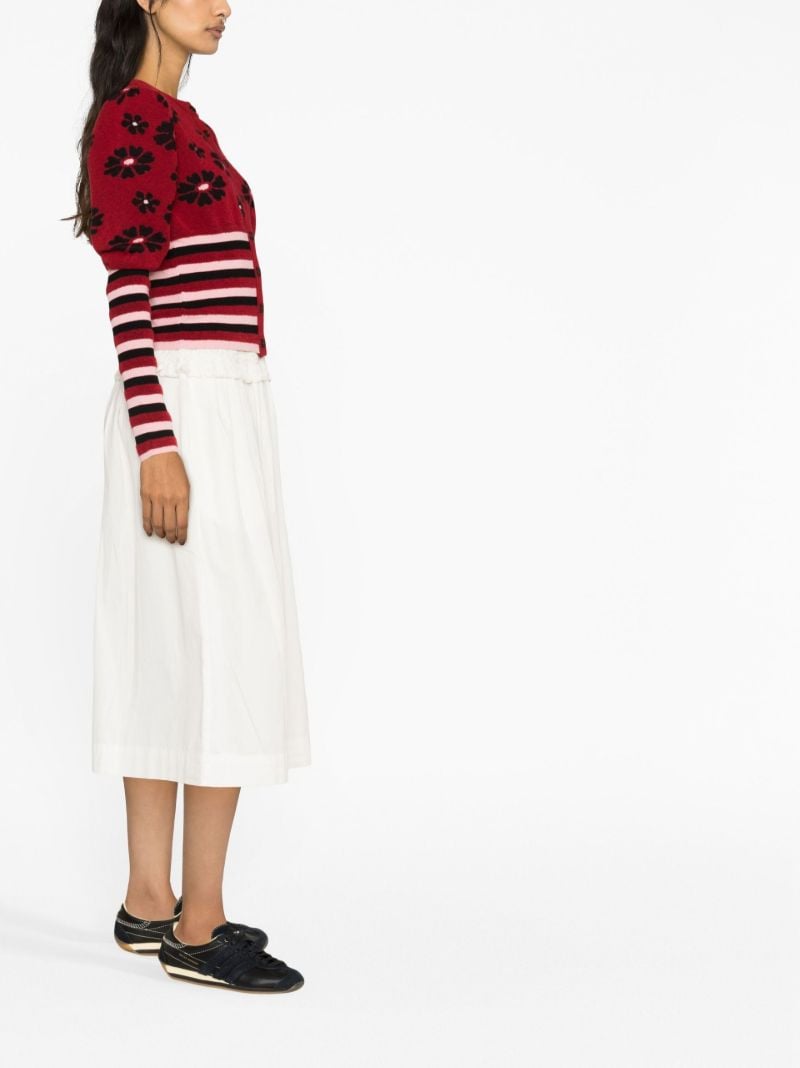 Red Erin Floral-intarsia Cardigan