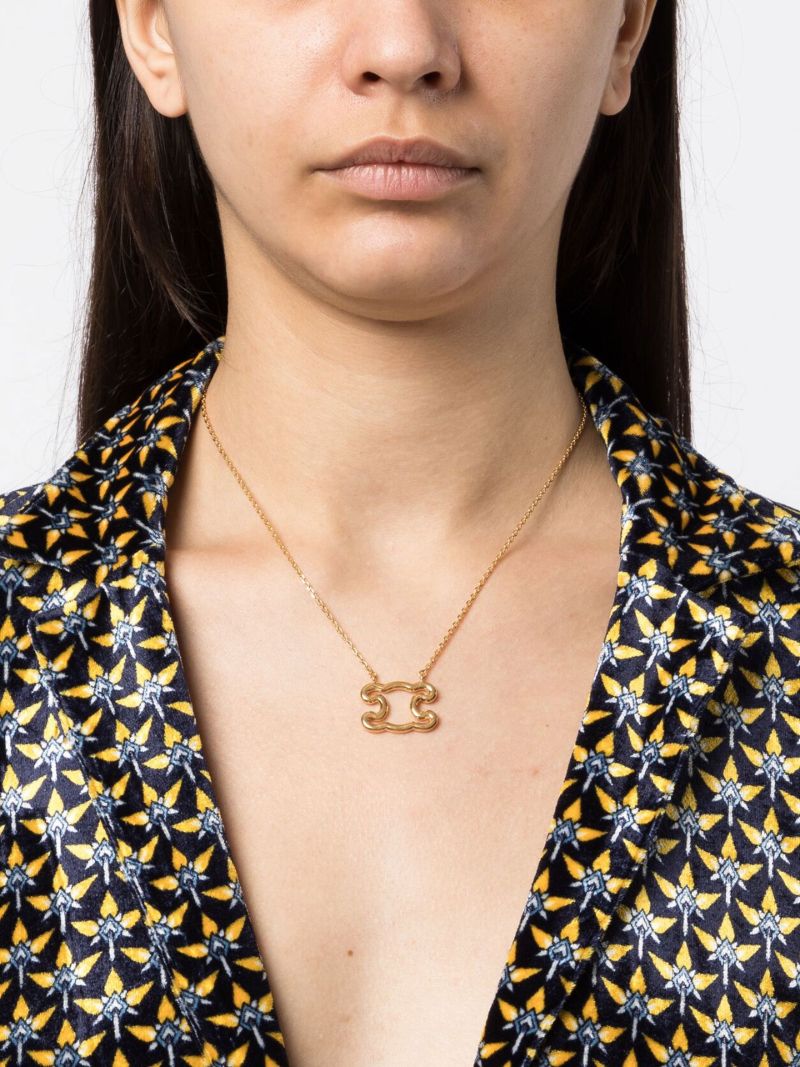 Gold Tone Triomphe Frame Necklace