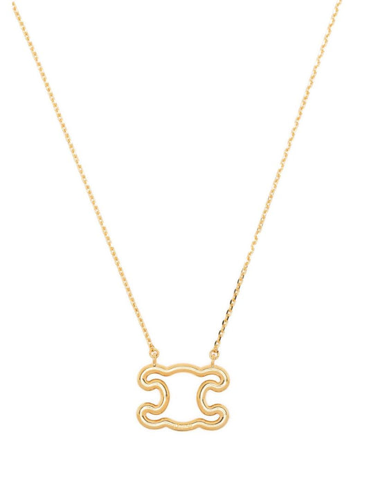 Gold Tone Triomphe Frame Necklace