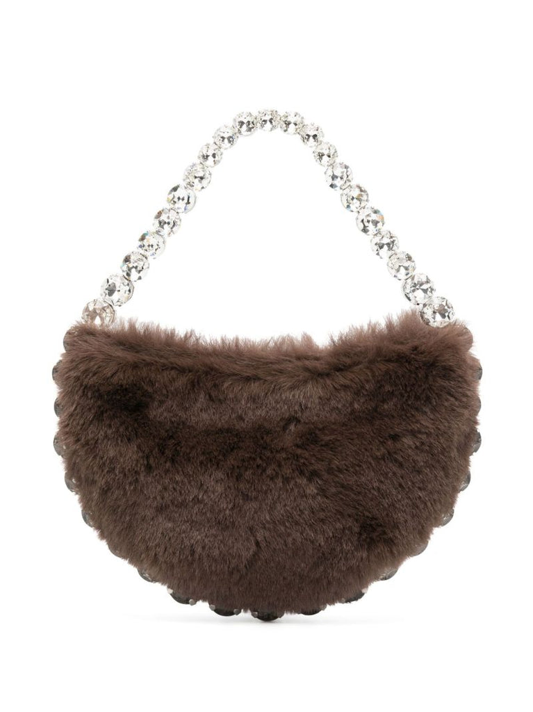 Brown Flexible Eternity Shearling Mini Bag