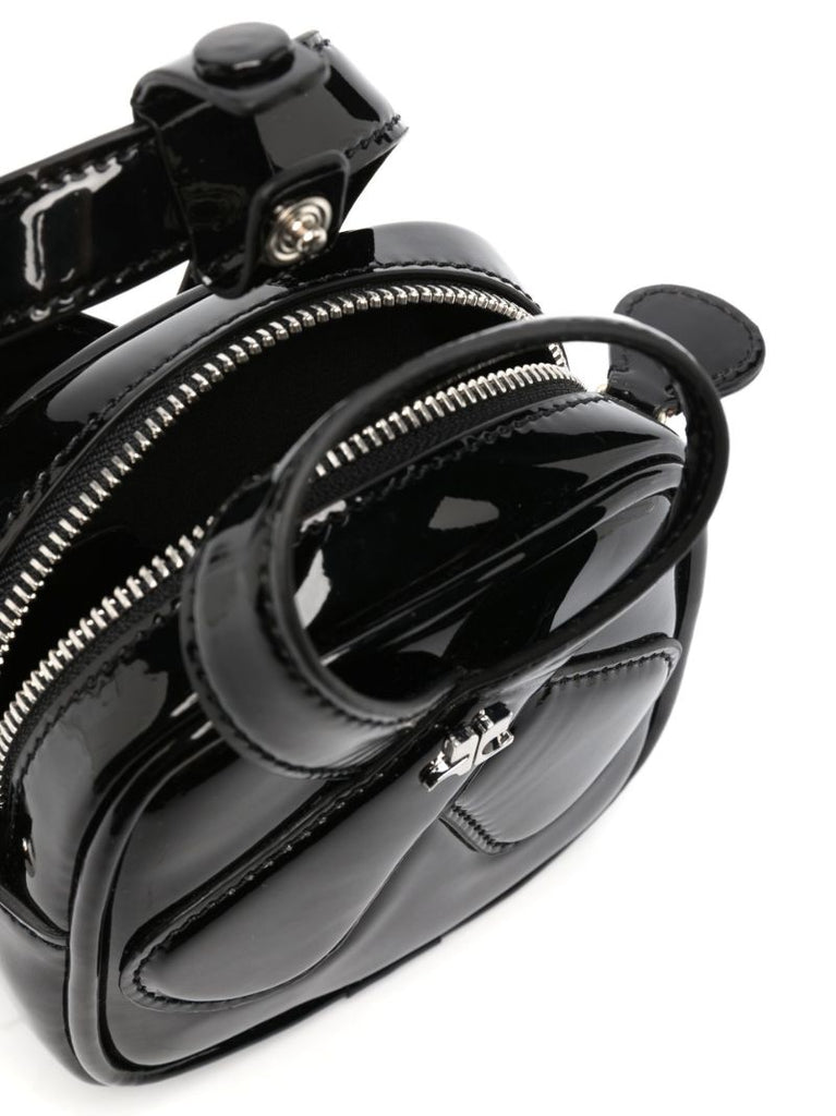 Black Loop Patent Faux Leather Mini Bag