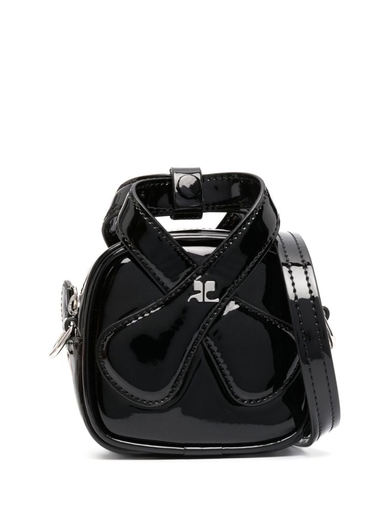 Black Loop Patent Faux Leather Mini Bag
