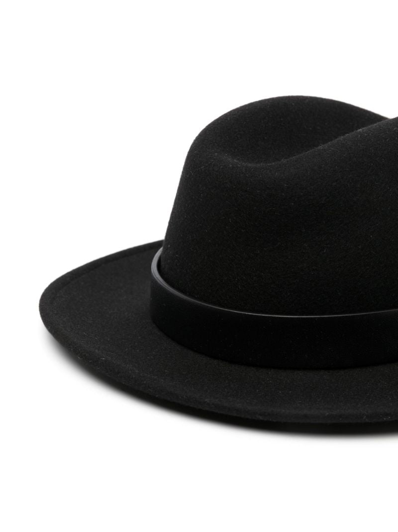 Black Vlogo Wool Fedora Hat