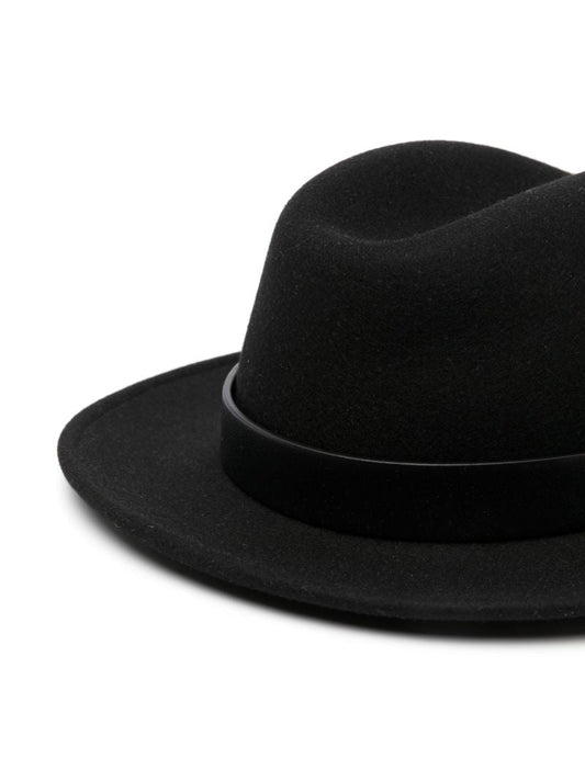 Black Vlogo Wool Fedora Hat