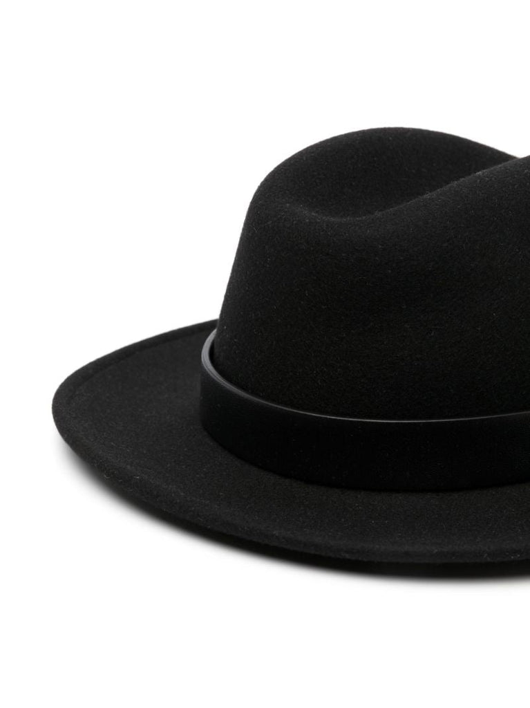 Black Vlogo Wool Fedora Hat