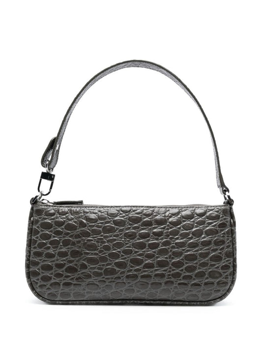 Green Rachel Mock Croc Leather Shoulder Bag