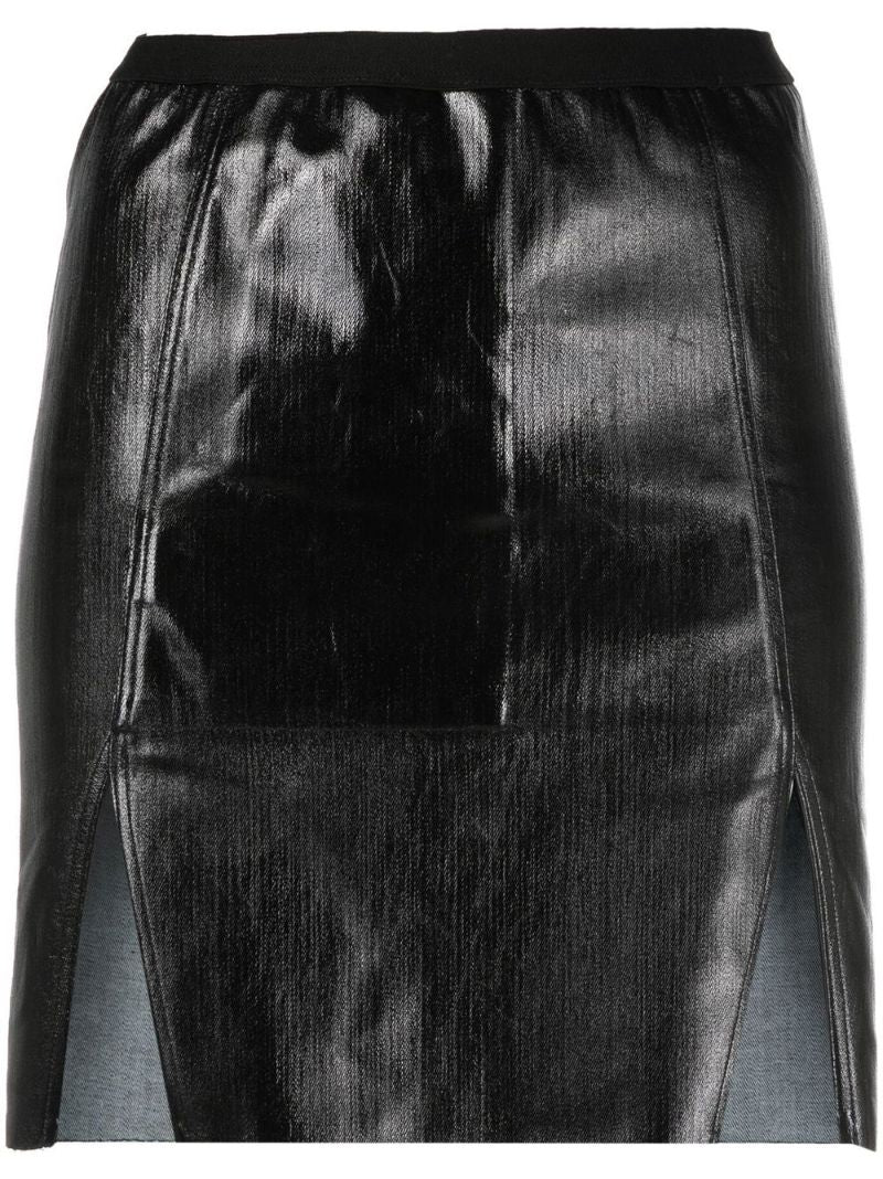 Black Side Slit Mini Skirt