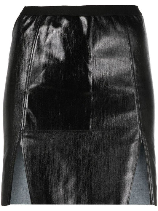 Black Side Slit Mini Skirt