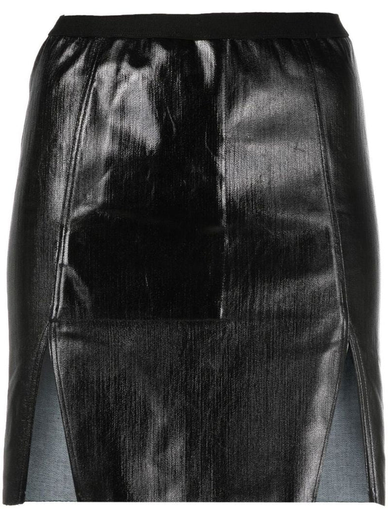 Black Side Slit Mini Skirt