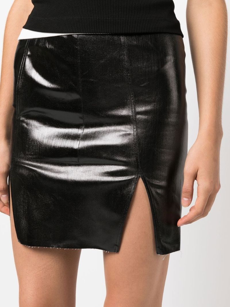 Black Side Slit Mini Skirt