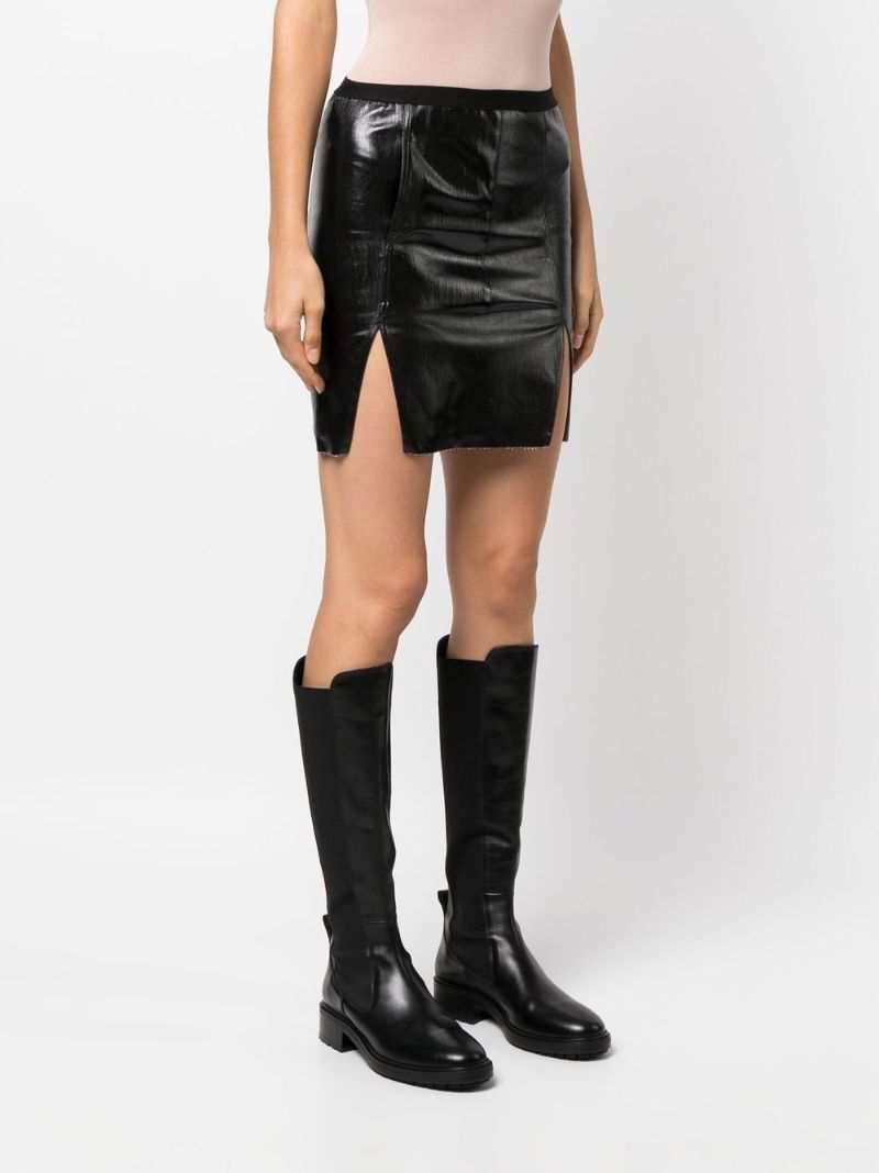 Black Side Slit Mini Skirt