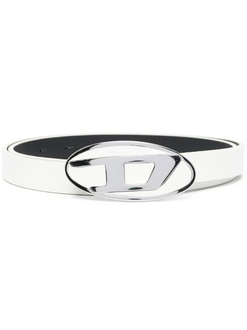 White D Logo Leather Belt