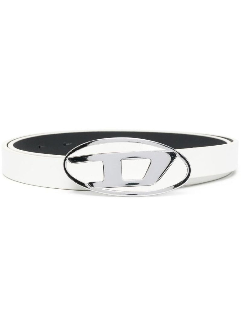 White D Logo Leather Belt