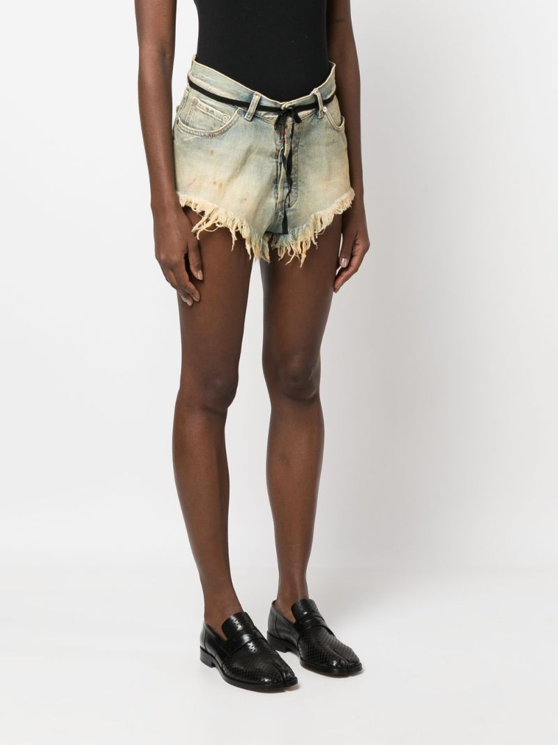 Blue Frayed Denim Shorts