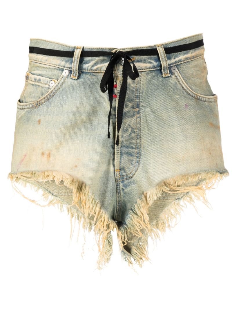 Blue Frayed Denim Shorts