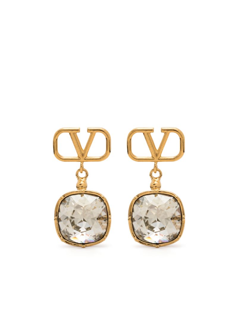 Gold-tone Vlogo Crystal Embellished Earrings