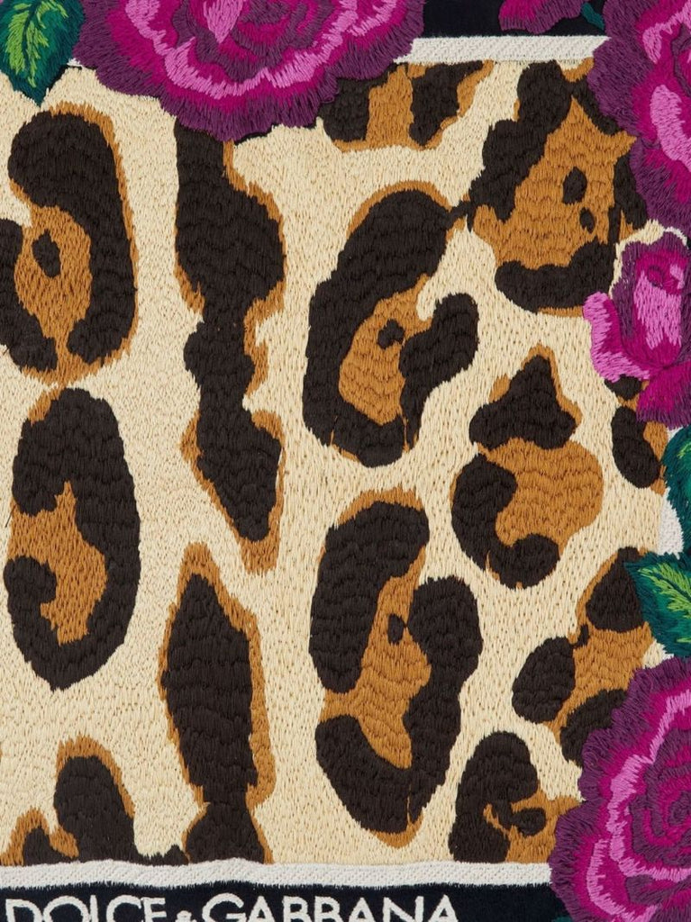 Pink Leopard Print Embroidered Small Cushion
