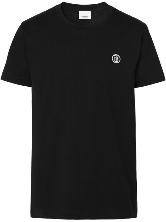 Black Embroidered Logo Cotton T-shirt