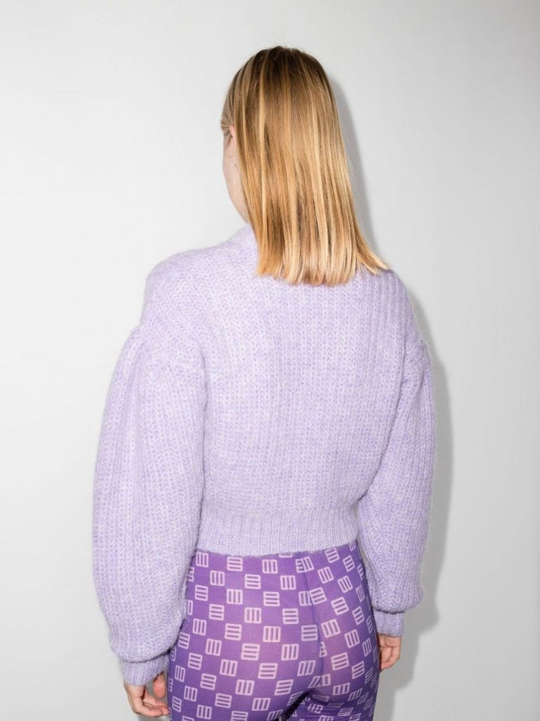 Purple Adley Chunky Knit Cropped Sweater